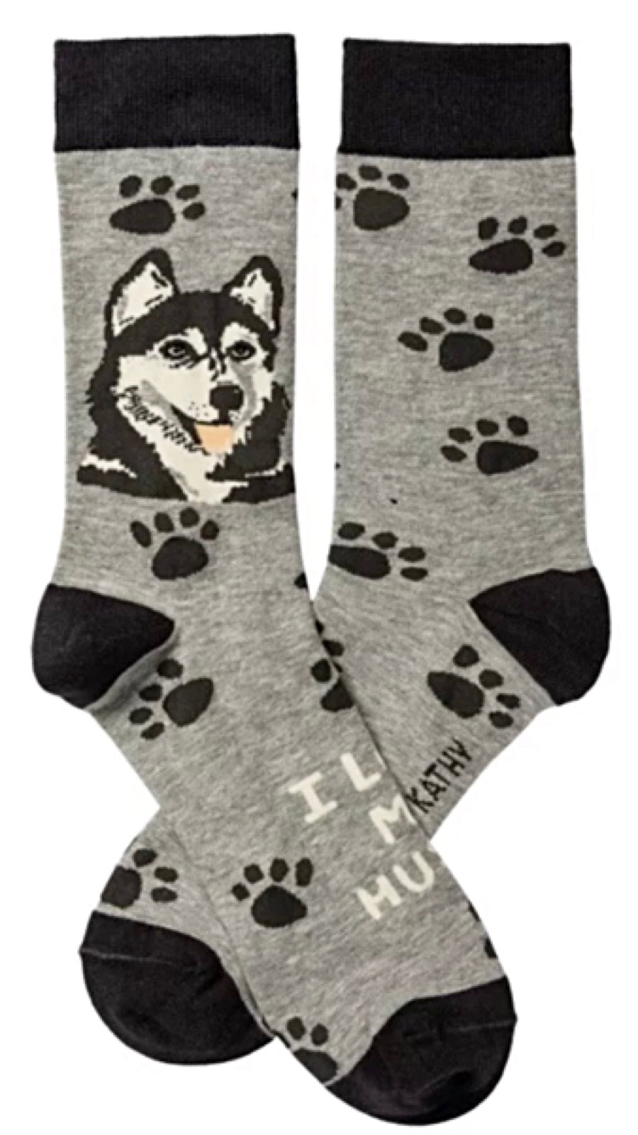 PRIMITIVES BY KATHY Unisex 'I LOVE MY SIBERIAN HUSKY' Socks - Novelty Socks for Less
