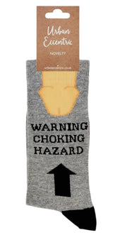 URBAN ECCENTRIC Brand Unisex BIG DICK Socks ‘WARNING CHOKING HAZARD’ - Novelty Socks And Slippers