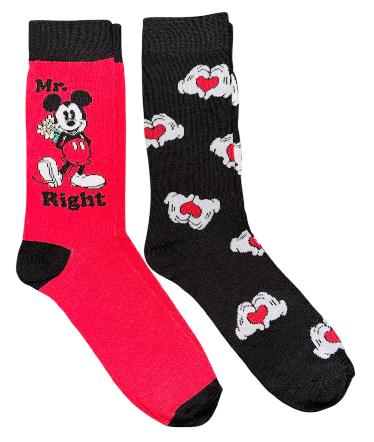 DISNEY Men’s 2 Pair Of MICKEY MOUSE VALENTINES DAY Socks 'MR. RIGHT'