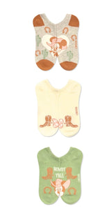 DISNEY Cowgirl Minnie Mouse 3 Pair Of No Show Socks ‘HOWDY Y’ALL’ - Novelty Socks And Slippers