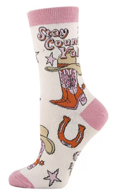 OOOH YEAH Brand Ladies COWGIRL Socks ‘STAY COUNTRY Y’ALL’ ‘GIDDY UP’ - Novelty Socks And Slippers