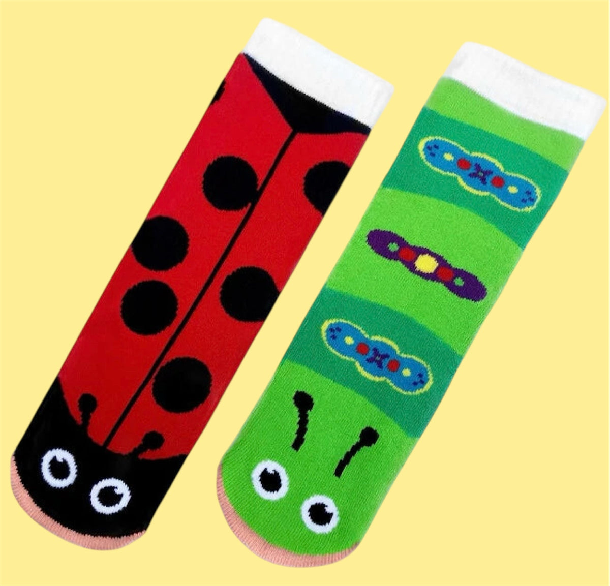 LADYBUG & CATERPILLAR Unisex Adult Mismatched Socks PALS Socks Brand - Novelty Socks And Slippers