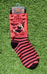 GROOVY THINGS Brand Ladies HALLOWEEN Socks ‘100% THAT WITCH’ - Novelty Socks And Slippers