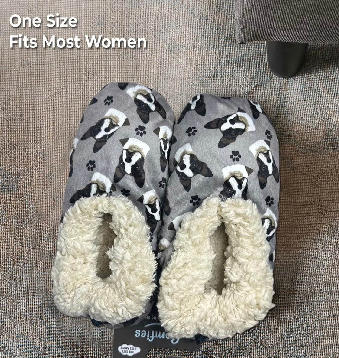 BOSTON TERRIER Dog Ladies Non-Slip Slippers COMFIES BRAND By E&S Pets - Novelty Socks And Slippers