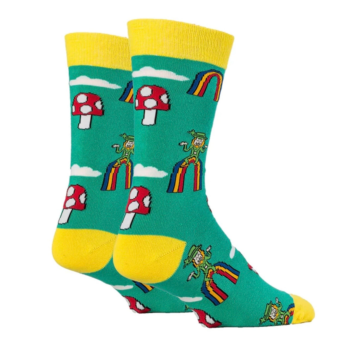 HAPPY SHROOMS Men's ST. PATRICKS DAY Socks LEPRECHAUN & MUSHROOMS OOOH YEAH Brand