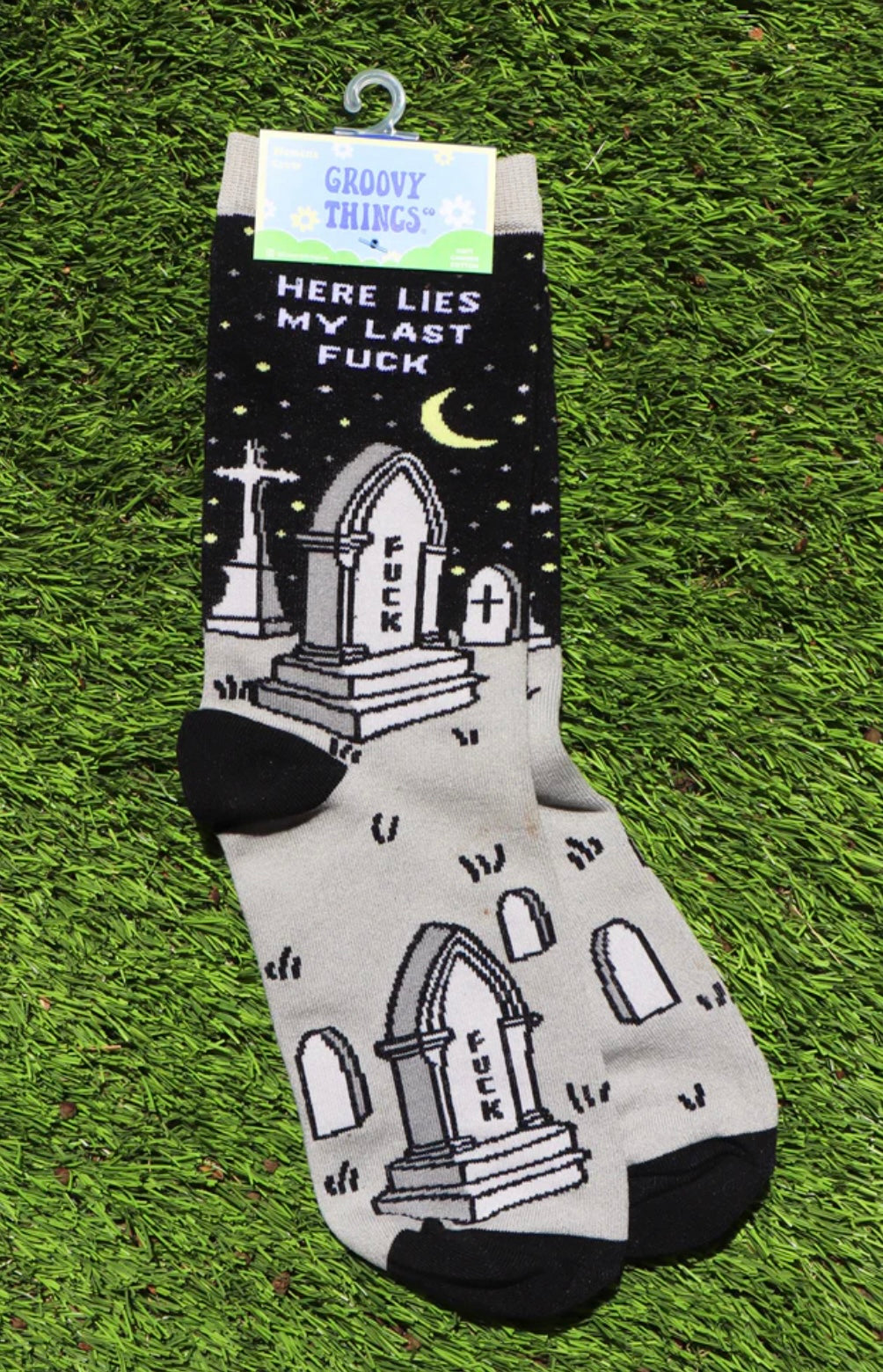 GROOVY THINGS Brand Ladies HERE LIES MY LAST FUCK Socks - Novelty Socks And Slippers