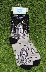 GROOVY THINGS Brand Ladies HERE LIES MY LAST FUCK Socks - Novelty Socks And Slippers