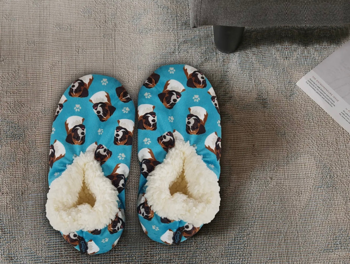 BOXER Dog Ladies Non-Slip Slippers COMFIES BRAND By E&S Pets - Novelty Socks And Slippers