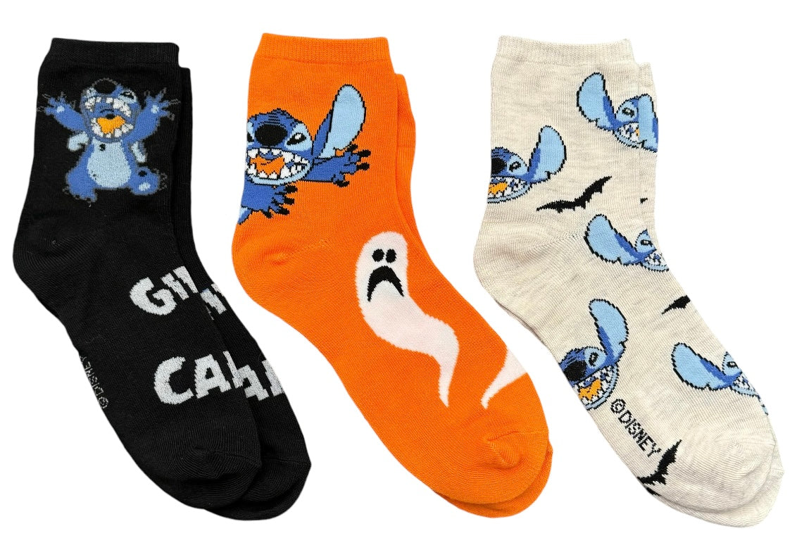 DISNEY LILO & STITCH Ladies HALLOWEEN 3 Pair Of Socks ‘GIMME CANDY’ - Novelty Socks And Slippers