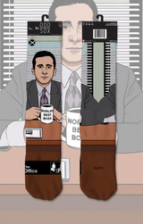 THE OFFICE TV Show Men's MICHAEL SCOTT 360 Socks ODD SOX Brand ‘WORLD’S BEST BOSS’ - Novelty Socks And Slippers