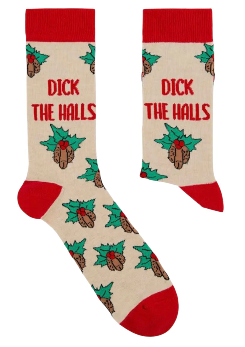 URBAN ECCENTRIC Unisex DICKS With HOLLY LEAVES CHRISTMAS Socks DICK THE HALLS - Novelty Socks And Slippers