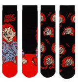 CHUCKY THE MOVIE Men’s 2 Pair Of Socks ‘FREE HUGS’ ‘GOOD GUYS’ - Novelty Socks And Slippers