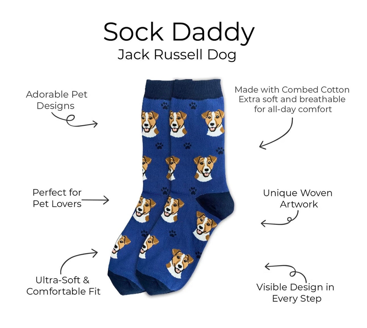 JACK RUSSELL Dog Adult Unisex Socks By E&S Pets Choose Style