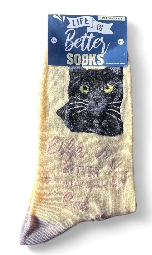 BLACK CAT Unisex Socks By E&S Pets CHOOSE SOCK DADDY, HAPPY TAILS, LIFE IS BETTER - Novelty Socks And Slippers