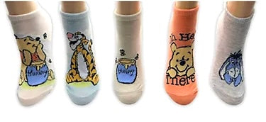 DISNEY WINNIE THE POOH Ladies 5 Pair Of No Show Socks Eyeore, Tigger - Novelty Socks And Slippers