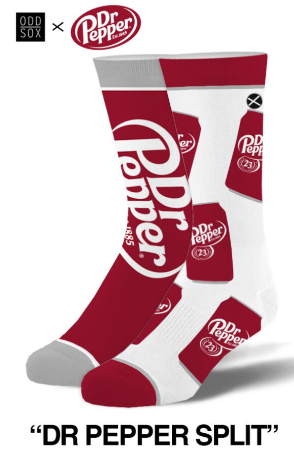 DR. PEPPER Soda Men’s Split Crew Socks ODD SOX Brand - Novelty Socks And Slippers