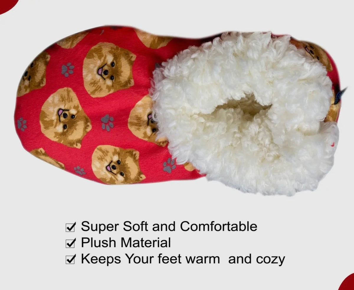 POMERANIAN Dog Ladies Non-Slip Slippers COMFIES BRAND By E&S Pets - Novelty Socks And Slippers