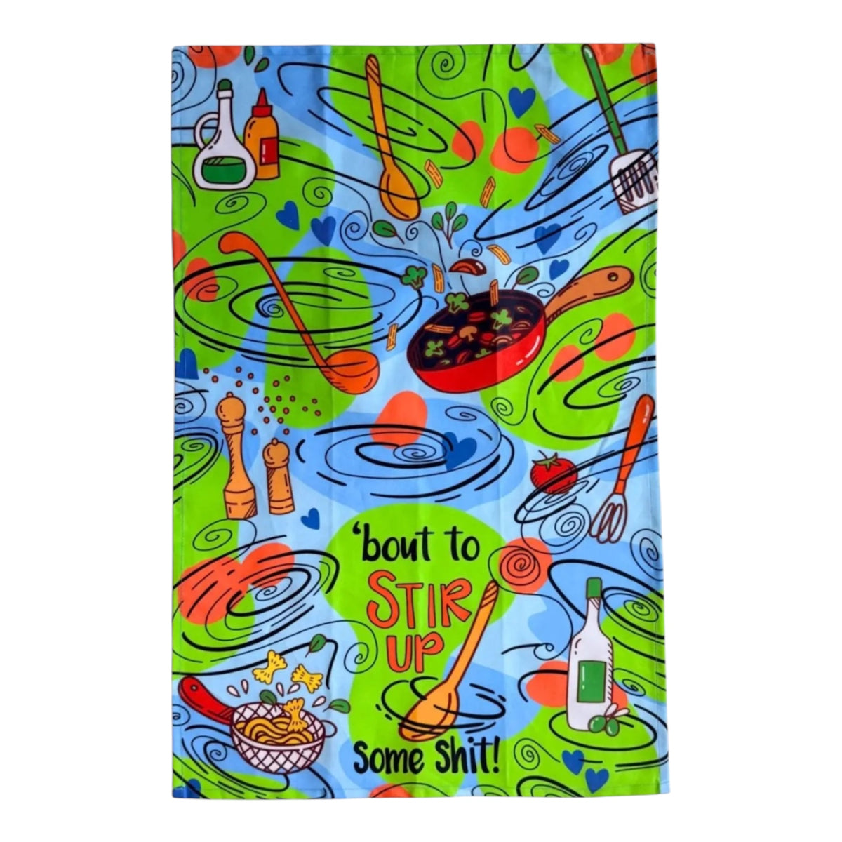 ‘BOUT TO STIR UP SOME SHIT! Kitchen Tea Towel FABDAZ Brand