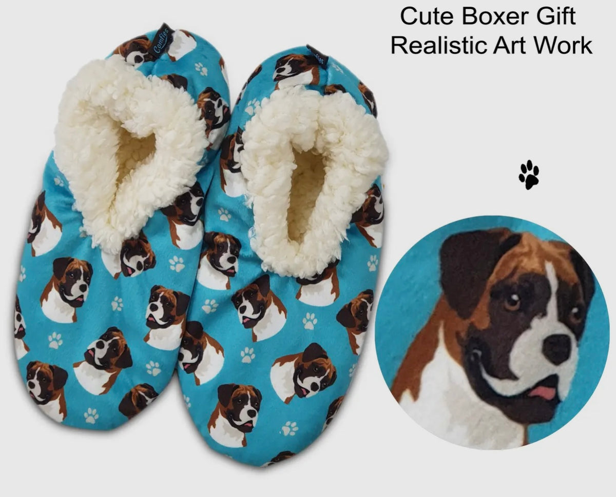 BOXER Dog Ladies Non-Slip Slippers COMFIES BRAND By E&S Pets - Novelty Socks And Slippers