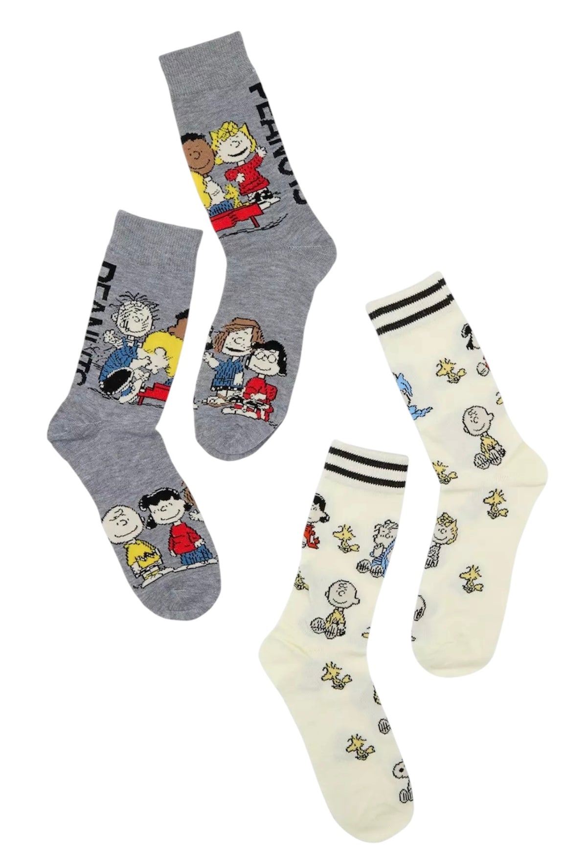 PEANUTS GANG Men’s 2 Pair Of Socks LINUS, SCHROEDER, FRANKLIN, LUCY, CHARLIE BROWN