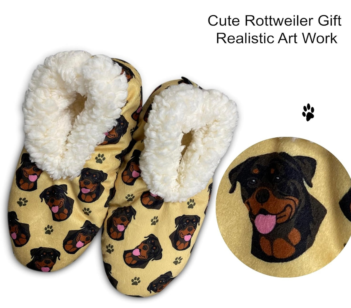 COMFIES BRAND Ladies ROTTWEILER DOG Non-Skid Slippers - Novelty Socks And Slippers
