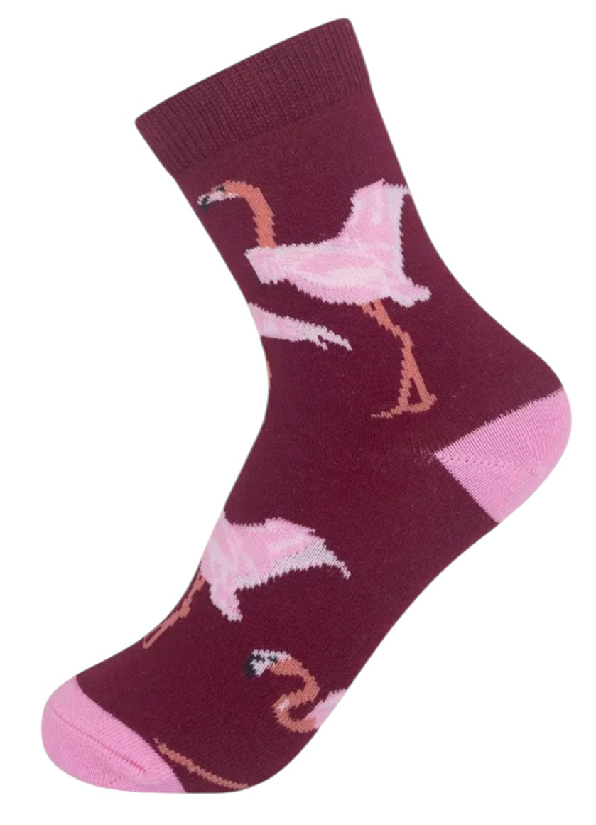 FUNATIC Brand Unisex Kids PINK FLAMINGO Socks Flamingos All Over Kids Age 7-10 - Novelty Socks And Slippers