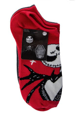 DISNEY NIGHTMARE BEFORE CHRISTMAS Ladies 5 Pair Of Jack Skellington No Show Socks - Novelty Socks And Slippers