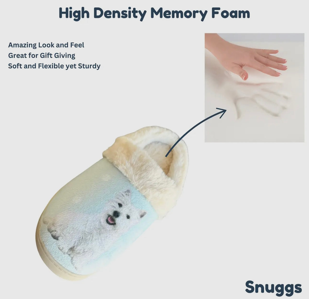 SNUGGS Memory Foam WESTIE Dog Non Slip Slippers By E&S Pets (Choose Size) - Novelty Socks And Slippers