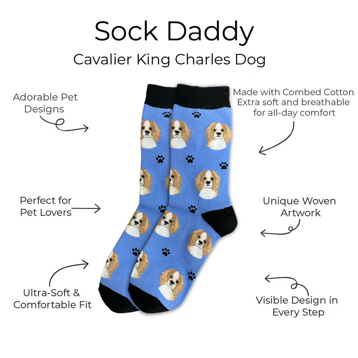 CAVALIER KING CHARLES Dog Adult Unisex Socks By E&S Pets Choose Style