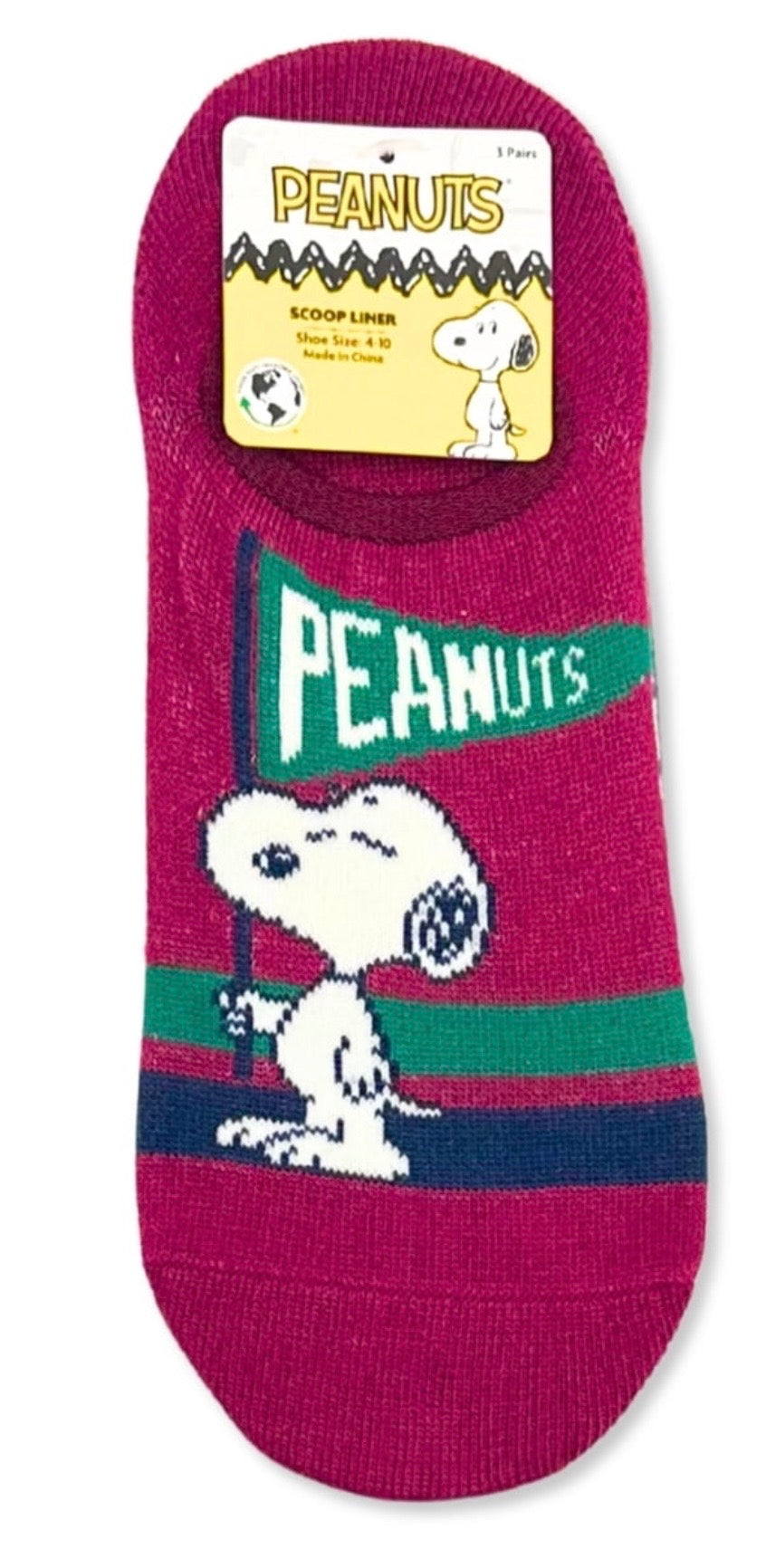 PEANUTS Ladies 3 Pair Of No Show Liner Socks Charlie Brown, Snoopy