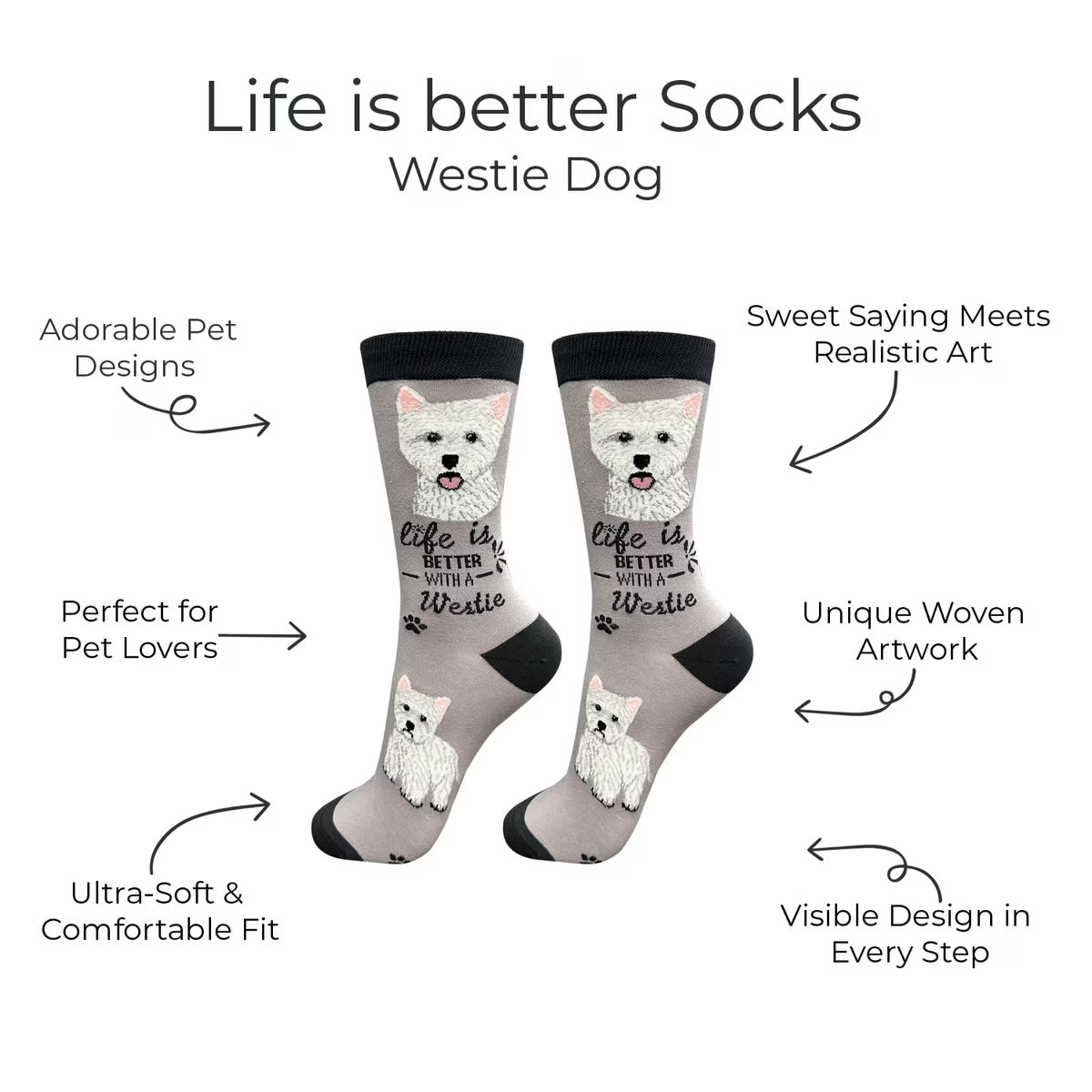 WESTIE Dog Adult Unisex Socks By E&S Pets Choose Style