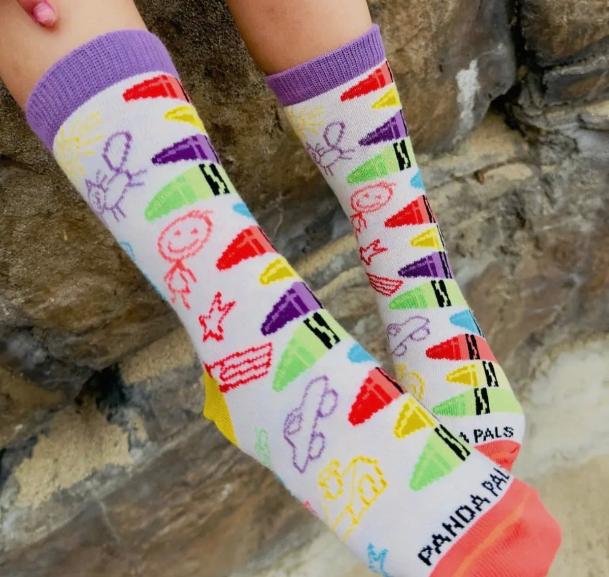 COLORFUL CRAYONS Unisex Kids Socks Kids Age 3-5 SOCK PANDA Brand - Novelty Socks And Slippers