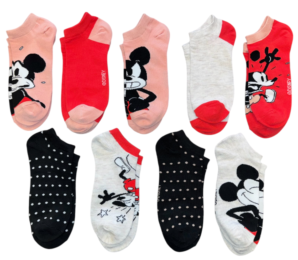 Disney Mickey Mouse Ladies 9 Pair Of Low Show Socks - Novelty Socks And Slippers