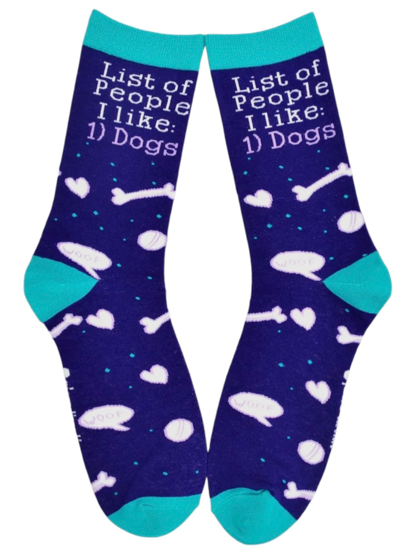 ONE HIT WONDERS Ladies LIST OF PEOPLE I LIKE 1) DOGS Socks - Novelty Socks And Slippers