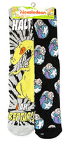 RUGRATS Men’s 2 Pair Of REPTAR Athletic Socks ‘HALT I AM REPTAR!’ - Novelty Socks And Slippers