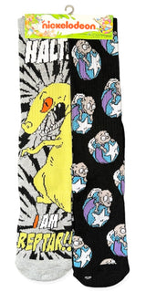 RUGRATS Men’s 2 Pair Of REPTAR Athletic Socks ‘HALT I AM REPTAR!’ - Novelty Socks And Slippers