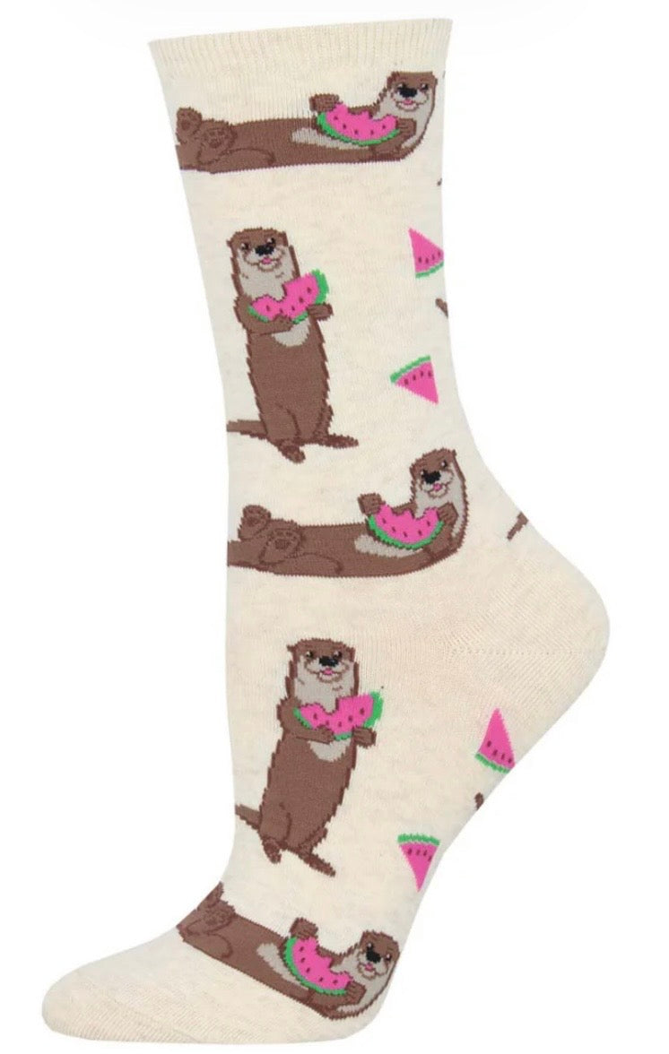 OTTERMELON Ladies Otters & Watermelon Socks Socksmith Brand - Novelty Socks And Slippers