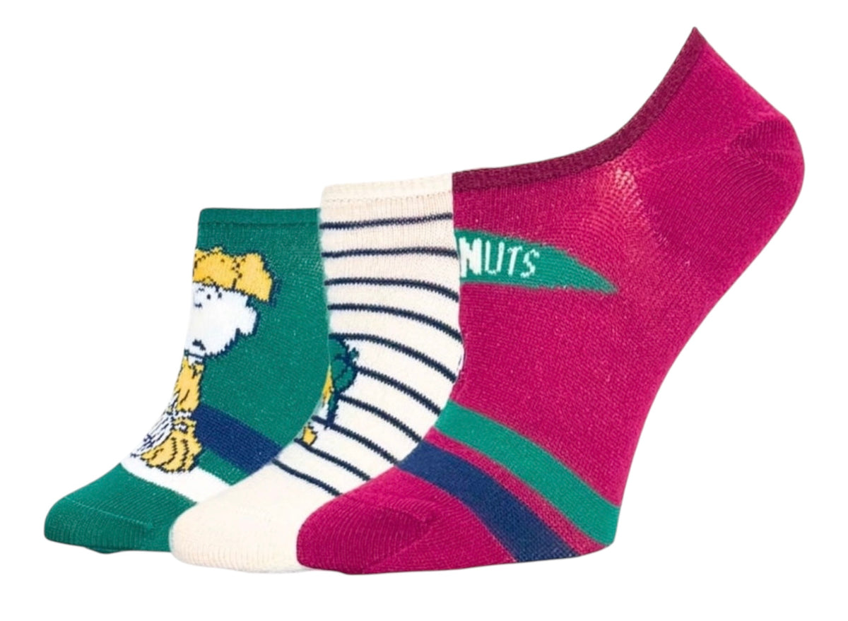 PEANUTS Ladies 3 Pair Of No Show Liner Socks Charlie Brown, Snoopy