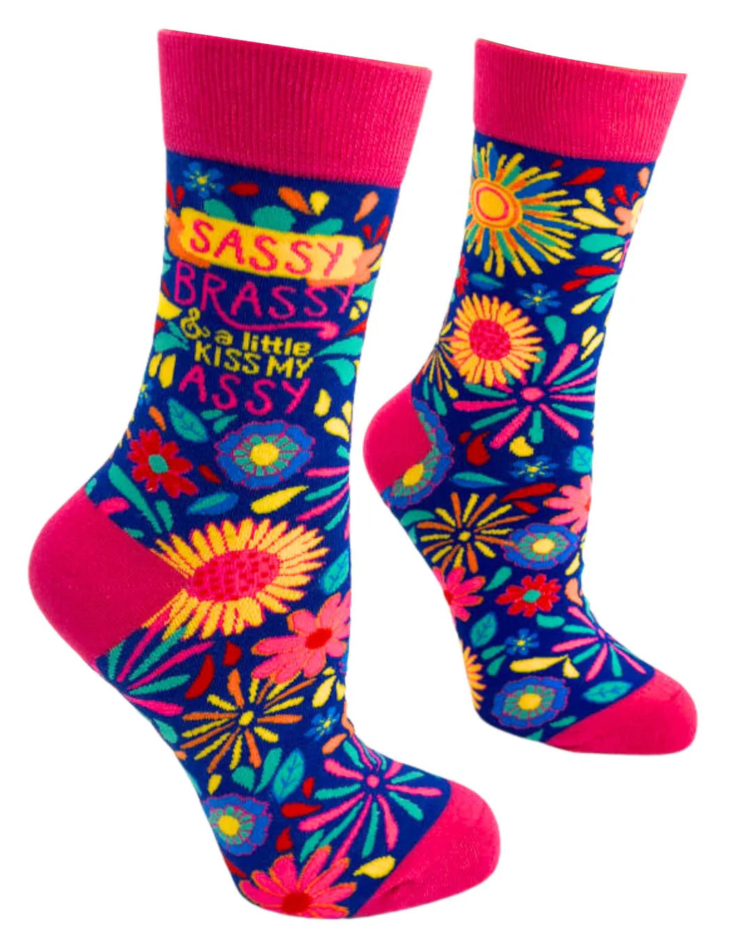 FABDAZ Brand Ladies SASSY BRASSY And A LITTLE KISS MY ASSY Socks - Novelty Socks And Slippers