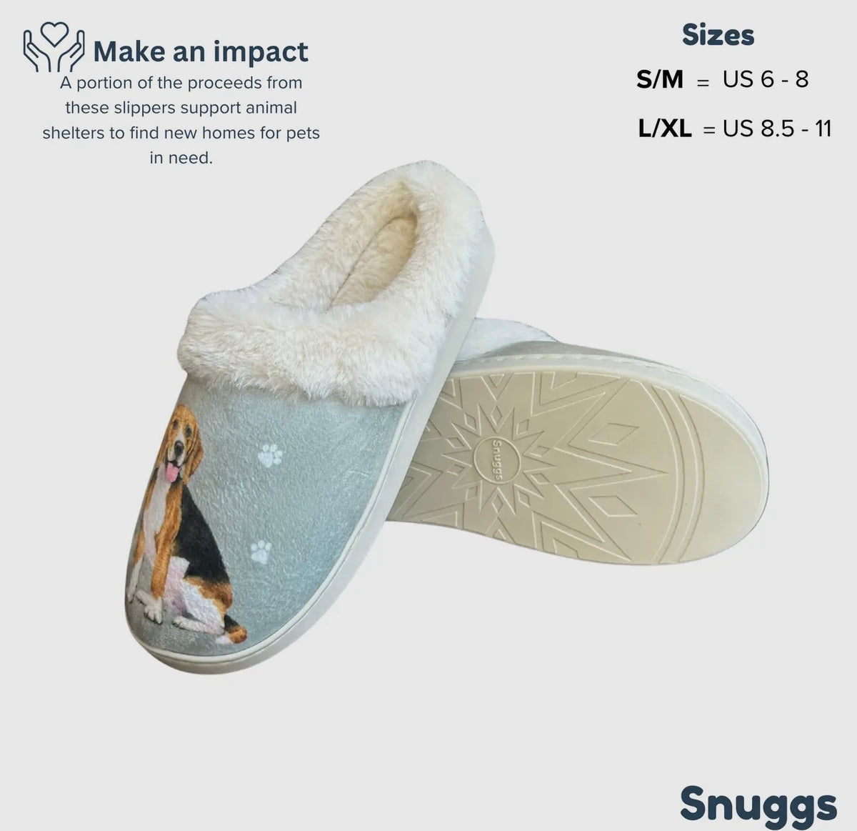 SNUGGS Memory Foam BEAGLE Dog Non Slip Slippers By E&S Pets (Choose Size) - Novelty Socks And Slippers