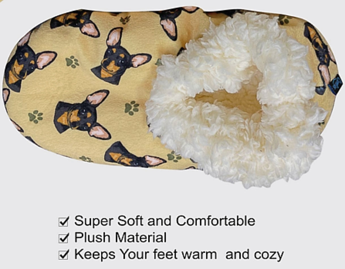 COMFIES BRAND Ladies CHIHUAHUA DOG (BLACK) Non-Skid Slippers - Novelty Socks for Less