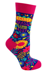FABDAZ Brand Ladies SASSY BRASSY And A LITTLE KISS MY ASSY Socks - Novelty Socks And Slippers