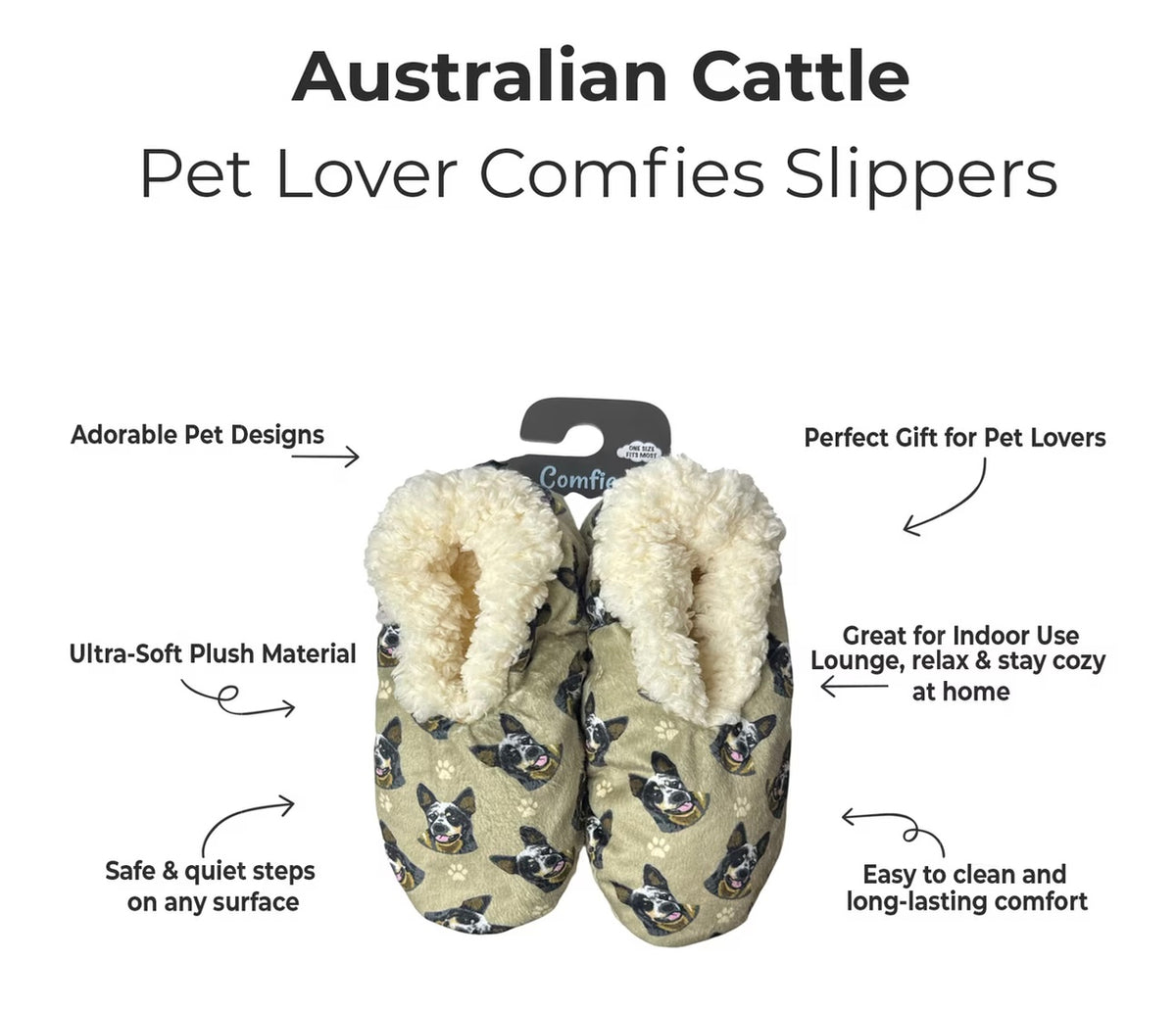 AUSTRALIAN CATTLE Dog Ladies Non-Slip Slippers COMFIES BRAND By E&S Pets - Novelty Socks And Slippers
