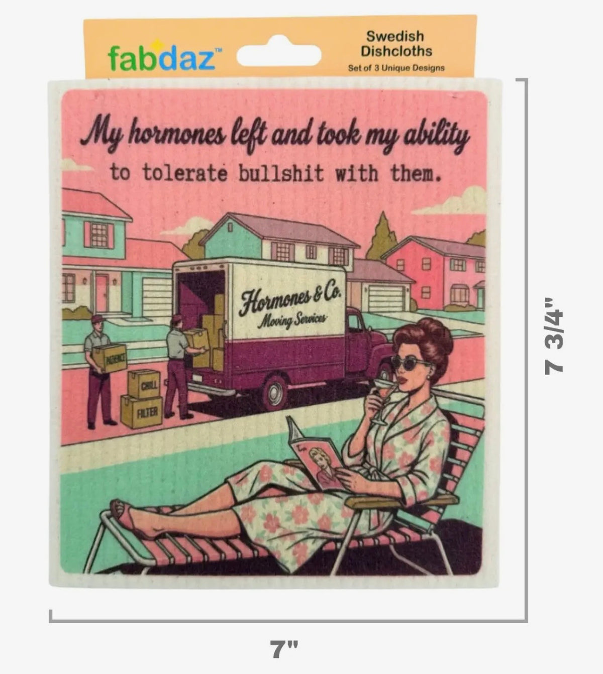 FUNNY MENOPAUSE SAYINGS Set Of 3 Swedish Dishcloths ‘MY HORMONES LEFT & TOOK MY ABILITY TO TOLERATE BULLSHIT WITH THEM’
