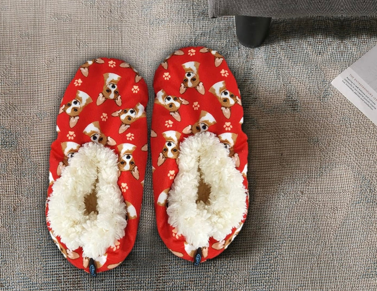 COMFIES BRAND Ladies CHIHUAHUA Dog (FAWN, TAN) Non-Skid Slippers By E&S PETS - Novelty Socks And Slippers