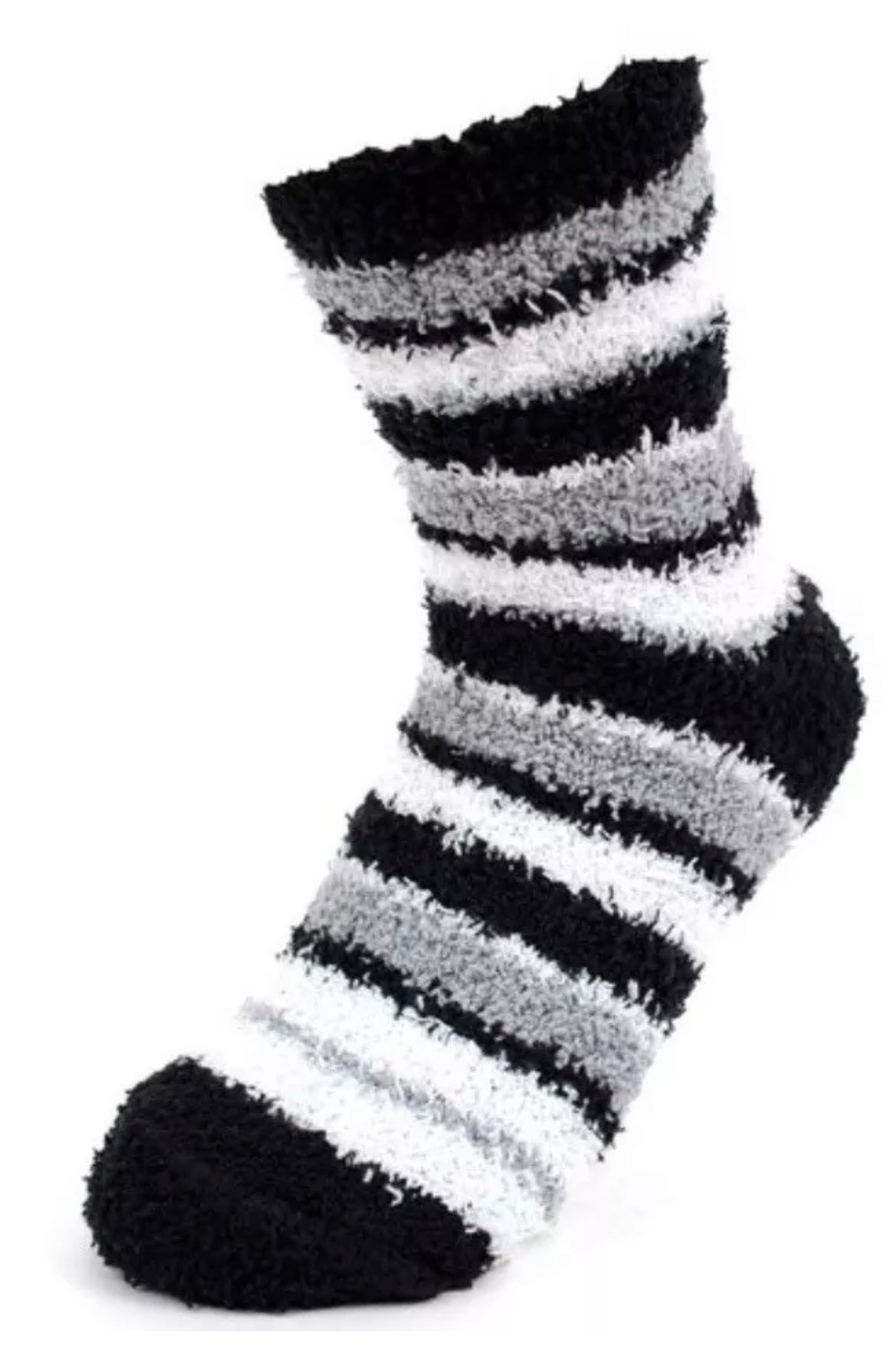 NOLLIA Brand Ladies 3 Pair Of Striped Warm & Fuzzy Socks - Novelty Socks And Slippers