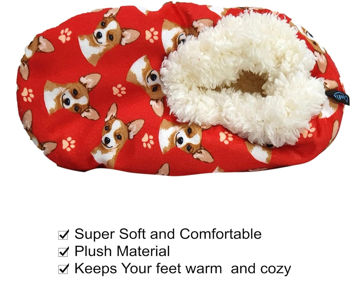COMFIES BRAND Ladies CHIHUAHUA Dog (FAWN, TAN) Non-Skid Slippers By E&S PETS - Novelty Socks And Slippers