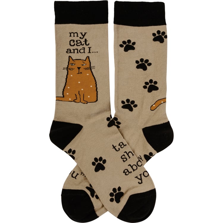 MY CAT & I TALK SHIT ABOUT YOU Adult Unisex Socks PRIMITIVES BY KATHY Brand