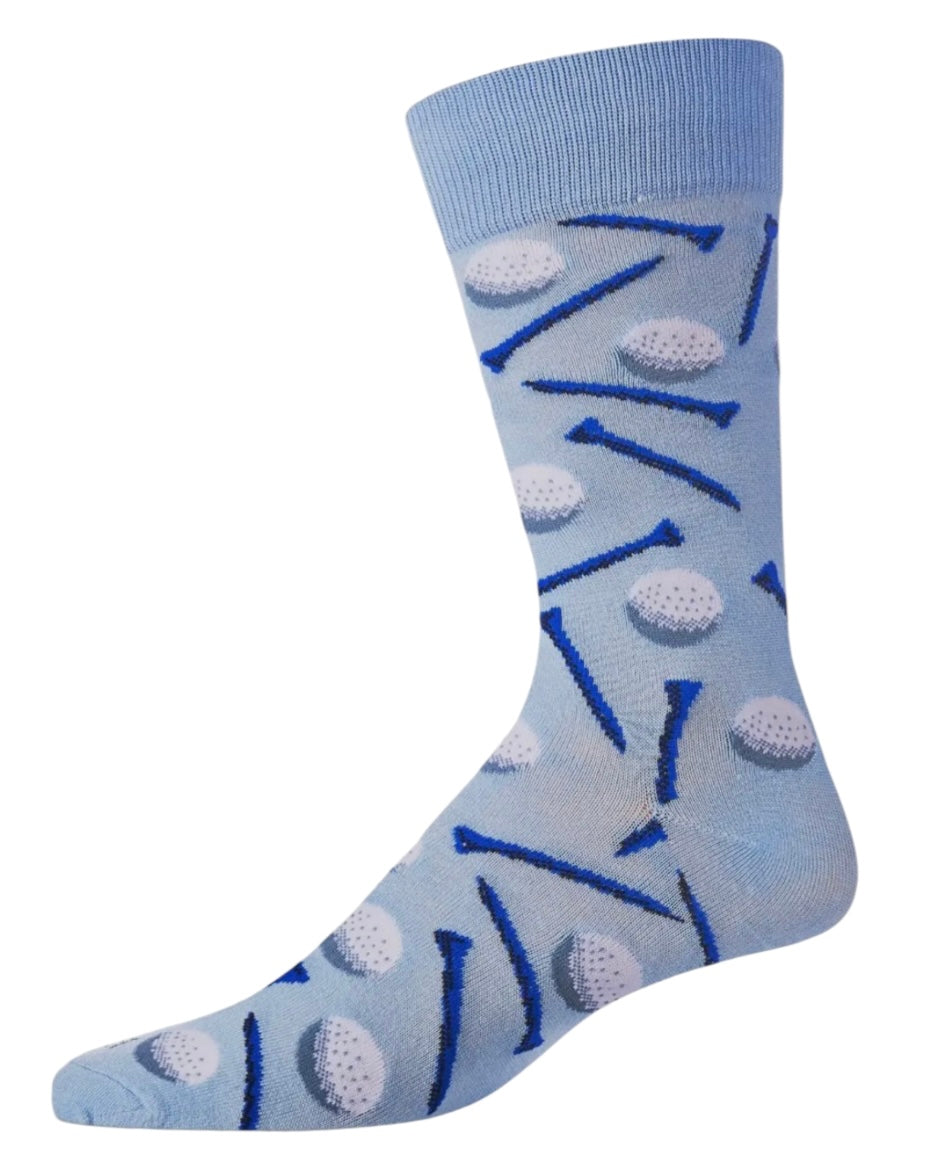 MeMoi Brand Men’s GOLF BALL & GOLF TEE Socks MeMoi Brand (Choose Color) - Novelty Socks And Slippers