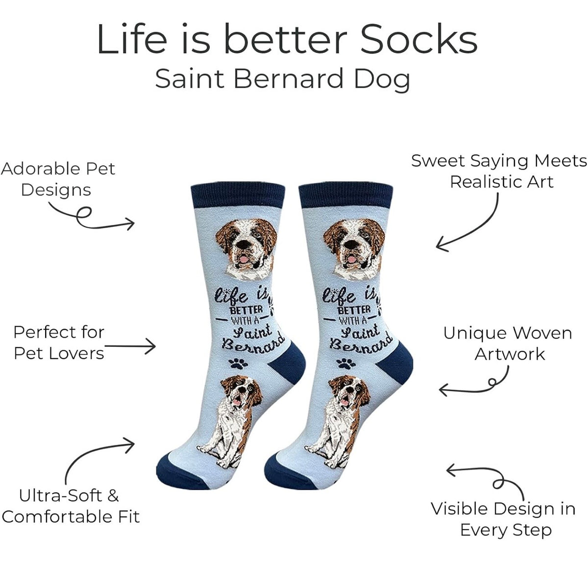 SAINT BERNARD Dog Adult Unisex Socks By E&S Pets Choose Style